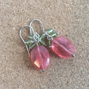 Cherry Quartz and Peridot Earrings